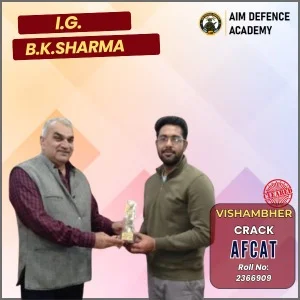Vishambher cracks CDS with AIM Defence Academy guidance, awarded by I.G. B.K. Sharma