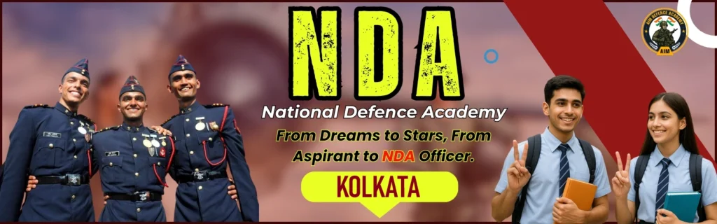 Best NDA Coaching in Kolkata – AIM Defence Academy banner with cadets and students