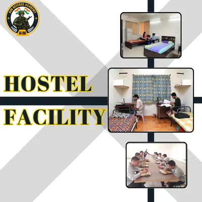 Hostel Facility at AIM Defence Academy with clean rooms, study areas, and dining hall for NDA students