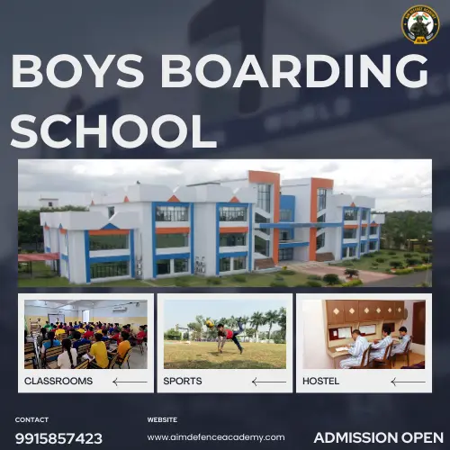 Students in uniform participating in morning drill at AIM Defence Academy Boys Boarding School.